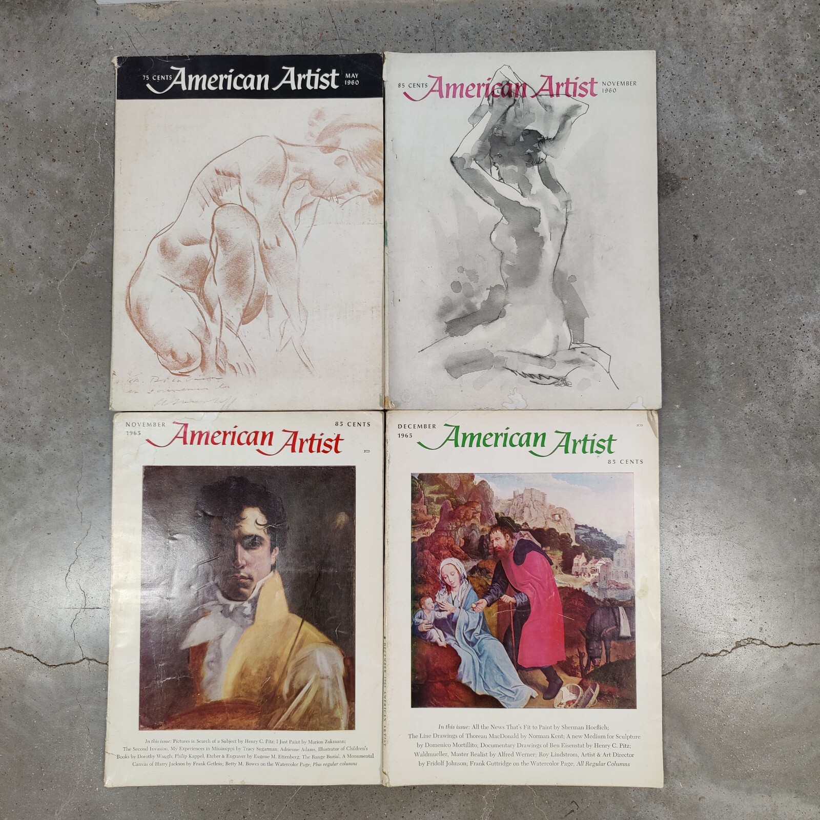 American Artist Magazine - Lot of 4 Magazines Years 1960 - 1965 Rare Vintage
