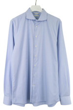 SUITSUPPLY Try On Extra Slim Fit Formal Shirt Men's 45-7/17 3/4L Pinstripe Blue