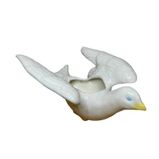 Vintage Ceramic White Dove Planter Christmas Holiday Bird Peace 1986
