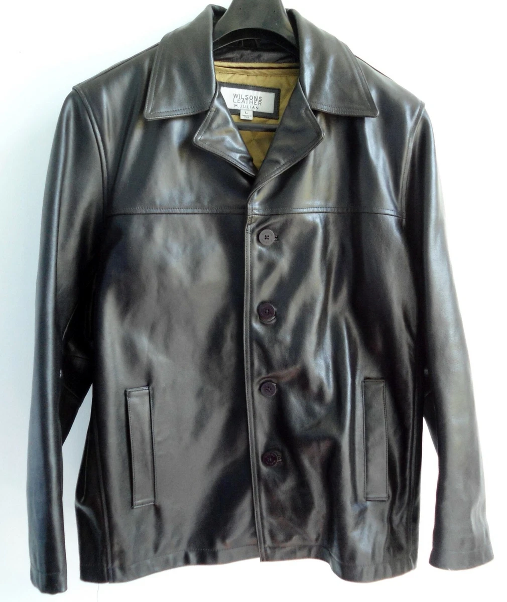 Wilsons Leather M. Julian Jacket Black Leather Overcoat Size L Men's
