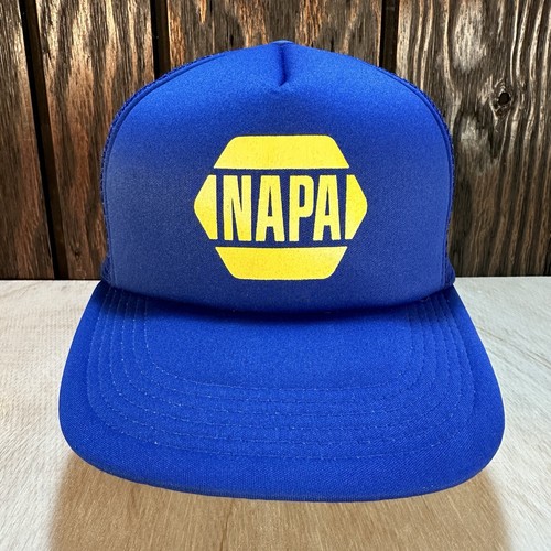 Vintage NAPA Auto Parts Trucker Mütze Snapback Cap 80er 90er blau gold Mesh Foam Vintage