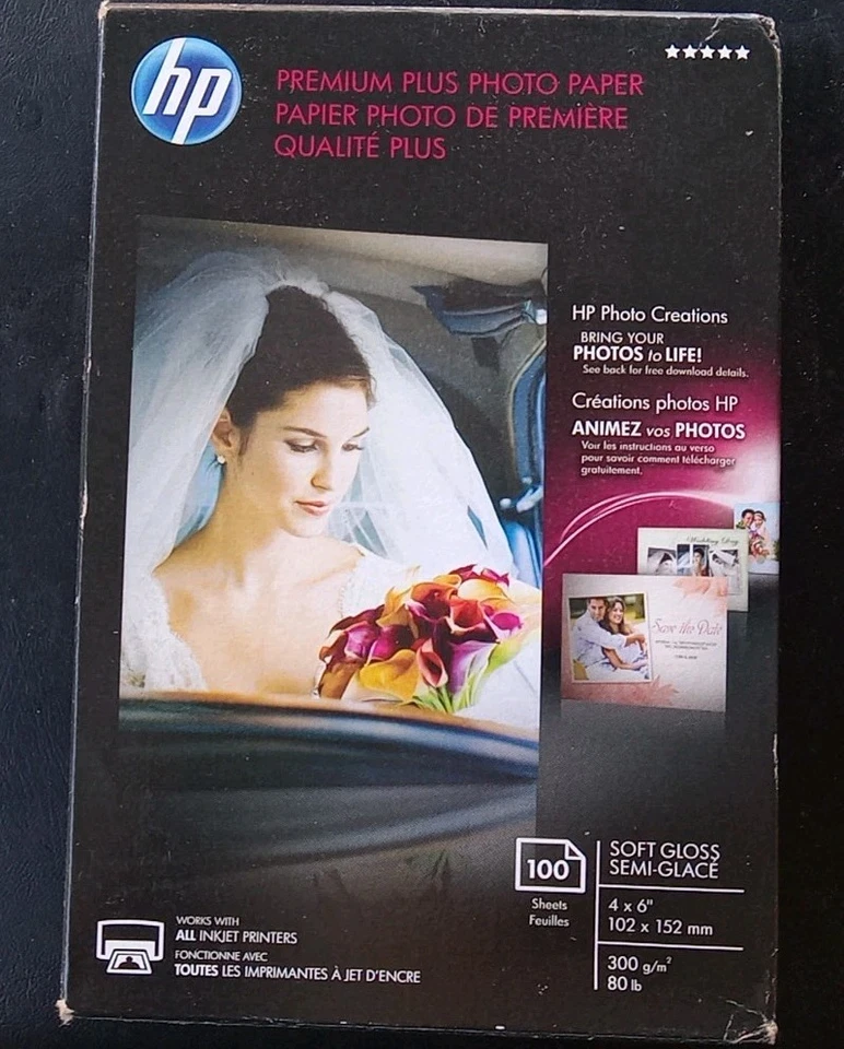 HP PREMIUM PLUS PHOTO PAPER 4X6"  Semi-GLOSS pack of 100 sheets NEW - Image 3 of 4