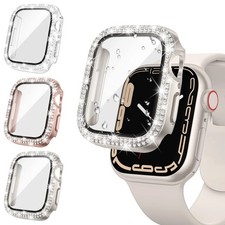 Glass  Diamond Bling Case for Apple Watch 38-46mm Series 11-7 SE Protector
