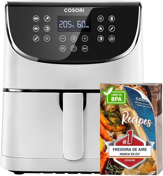 Cosori Freidora de Aire Duradera 5,7L Air Fryer 1700W, Tecnología Rapid, 67,5% M