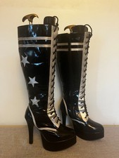 Knee High 1970's Disco High Heel Platform Boots Size 7-8