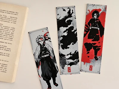 Demon Slayer Bookmark Set of 3 — Anime-Inspired Designs — Manga Fan Gift UK