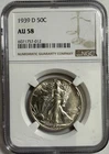 1939-D WALKING LIBERTY HALF DOLLAR 50C NGC AU 58