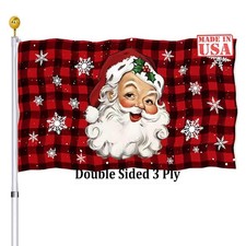 Merry Christmas Santa Claus Flag 3x5 Outdoor Double Sided- Xmas New Year Vaca...