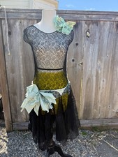 1920s Black Lace Drop Waist Flapper Dress