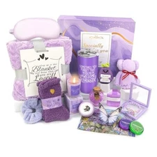 Gifts for Women Spa Basket, Lavender Spa Gift Basket,16 Pcs Self Care Package 