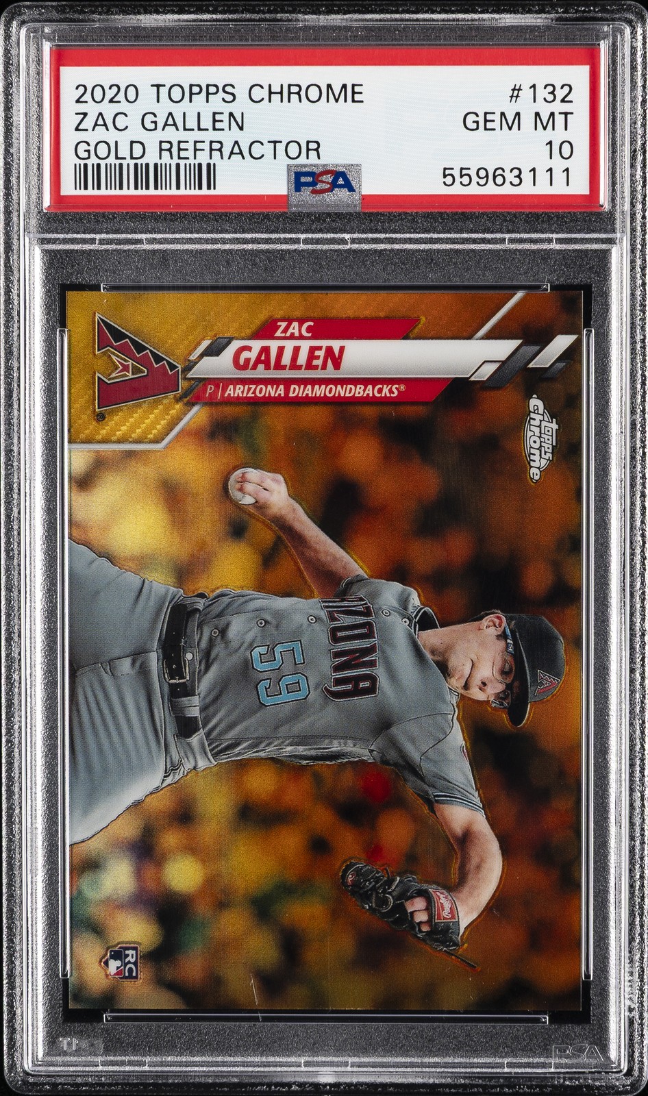 2020 TOPPS CHROME GOLD REFRACTOR #132 ZAC GALLEN ROOKIE RC #/50 PSA 10