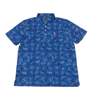 William Murray Polo Shirt Mens XL Blue X's and O's Short Sleeve Golf Performance