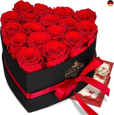 17 Infinity Rosen, Ewige Rot Rose Geschenke für Frauen, Konservierte Rose in Her