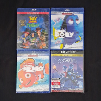 Lot of 4 Pixar Movies Toy Story of Terror, Onward,  Finding Nemo, Finding Dory