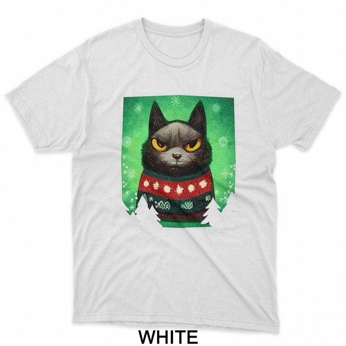 Festliche Katze trägt Weihnachten hässlicher Pullover Kätzchen Liebhaber T-Shirt - Bild 6 von 9
