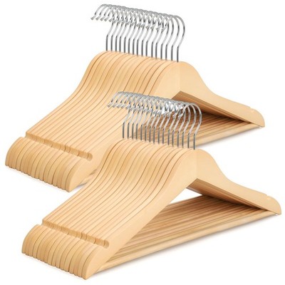 Premium Wooden Hangers 30 Pack, Natural Wood Clothes Hangers, Durable Coat Ha...