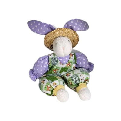 Creative Design Country Bunny Rabbit Straw Hat Easter Farmhouse Patchwork Plush