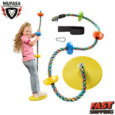 Jungle Gym Kingdom Tree Swing Disc Seat  Rainbow Climbing Rope Outdoor Set