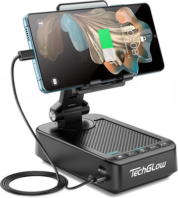 Techglow Foldable Cellphone Stand with Bluetooth Speaker Charging Function 360°