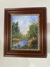 Original oil painting abstract landscape 9x12 Great Texture Ohio Artist