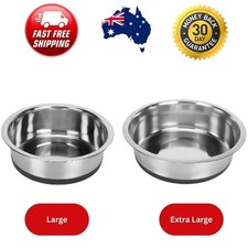 Stainless Steel Anti Skid Pet Dog Puppy Food/Water Bowl - Large/ Extra Large