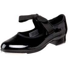 Girl's Black Patent Tap Shoe, Annie Tyette, Size 13 Little Kid, Dance Footwear