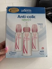 NEW - Dr. Brown's Options Anti-Colic Baby Bottle - Pink - 8oz - 3pk