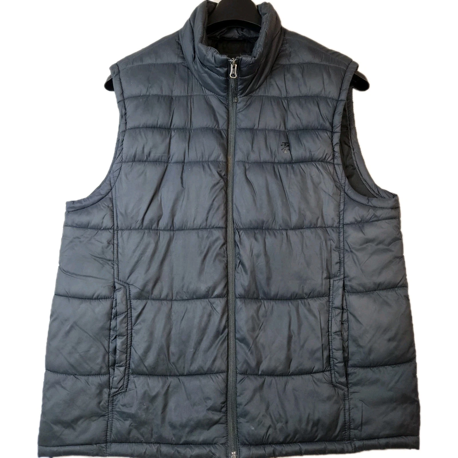 IZOD Men's Puffer Vest Black Full Zip Quilted Padded Gilet - Size Large L