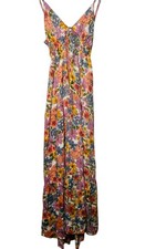 Angie Maxi Dress M Floral V-Neck Sleeveless Empire Waist Boho