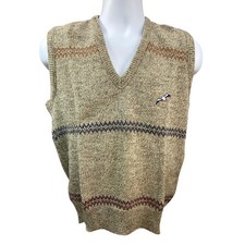 Outward Bound Brown Wool Blend Vest Men's Medium Fishing USA Made Bird emblem
