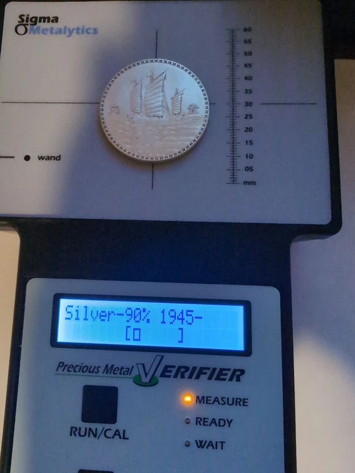 China 1929 Sun Yat-Sen Silver Dollar Coin Sigma Tested #F002 Junk Boat - Image 4 of 4