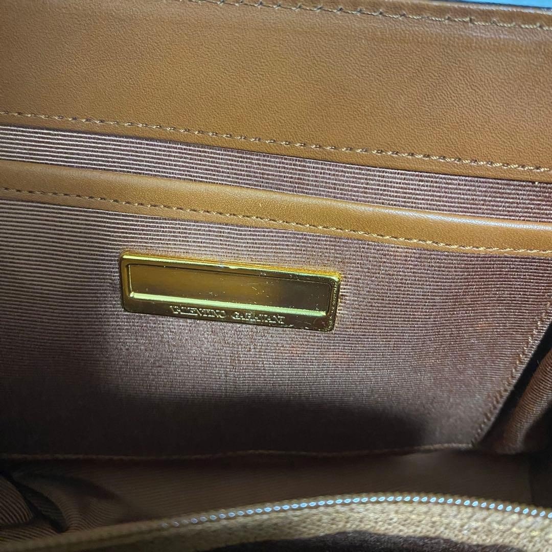 Valentino Garavani Leather Handbag Brown Vintage Classic Women's Bag Japan thumbnail 8