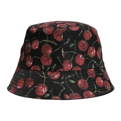Chapeau DOLCE & GABBANA noir coton imprimé large bord seau Capello 59 / L... - Photo 1/4