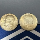 1964 KENNEDY SILVER HALF DOLLAR LOT OF 2, UNCIRCULATED 90% SILVER #9215
