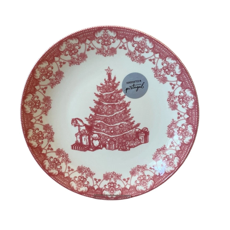 MATCERAMICA Portugal Rojo Árbol de Navidad Cerámica Platos de Cena 10.5 pulgadas Juego de 4 Foto 2 de 4