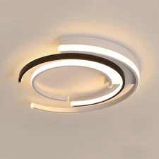 19.7'' LED Ceiling Light Flush Mount Round Ceiling Fixture Simple Black + White