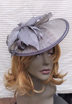 Gray Sinamay Derby Church Wedding Cocktail Headband  display picture 3