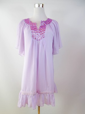  C.M.P 55 Design Womens Purple Chiffon Jewel Embellished Summer Sheer Tunic BG92