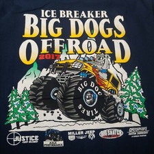 Ice Breaker Big Dogs Off Road Shirt Medium Pocket Tires Rally Blue ATV 4WD 2017