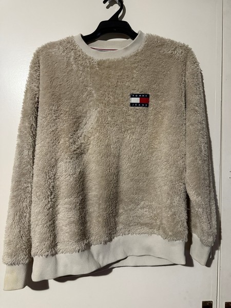 Womens TOMMY HILFIGER Beige Teddy Plush Jumper - Size Small  (T25)