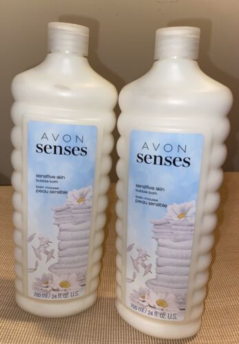 Avon Senses Sensitive Skin 2 Bottles bubble bath bain-mousse 24 fl oz. New - Afbeelding 1 van 3