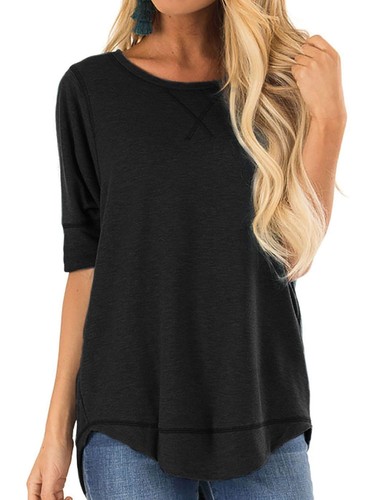 MOQUEEN Women's Short Sleeve Loose Fit T-Shirt - 95% Cotton 5% Spandex Casual Top, Blouse, Comfortable Everyday Wear - View #6
