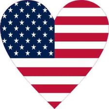 4in x 4in American Flag Heart Sticker Car Truck Vehicle Bumper Decal
