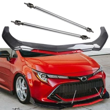 Front Bumper Lip Spoiler Splitter Strut Rod Carbon+Fiber For Toyota Corolla XLE