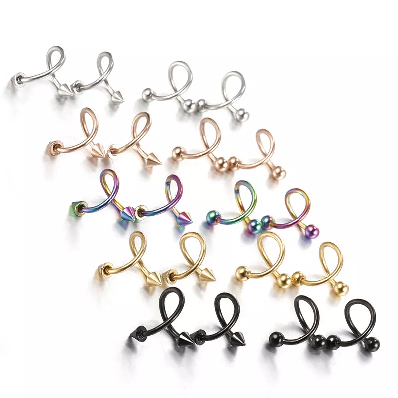 Mutlicolor Stainless Steel S Piercing Nose Brow Stud Lip Ring