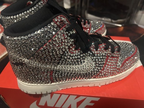 Nike Custom Dunk High Swarovski Crystal 1/1 On Dv0826-001 Sneaker Ds With Box - Picture 4 of 9