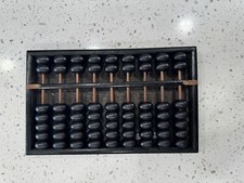 Vintage Black Wooden Abacus Counting Calculator Made in Japan 9 Rod