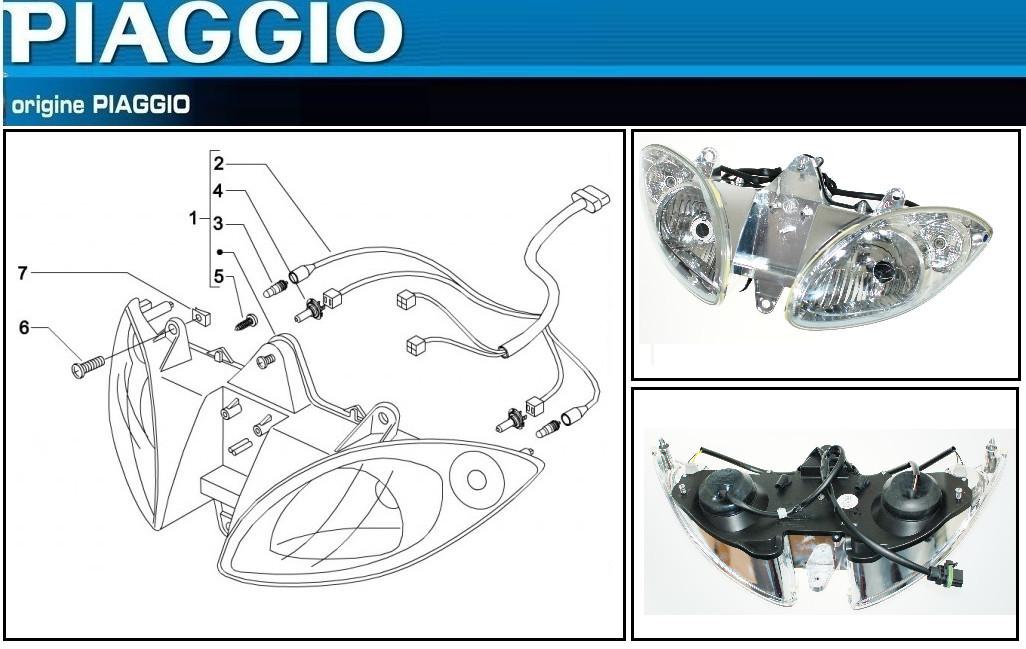 Phare avant Piaggio X9 Evo d'origine constructeur, optique haut de gamme 584404