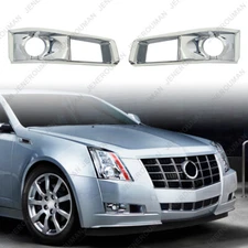 Pair Fog Light Trim Covers For 2008-13 Cadillac CTS Front Bumper Fog Light Bezel