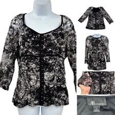 AB Studios Y2K Vintage Mesh Lace Hook & Eye Corset Closure Babydoll Top Sz. XL